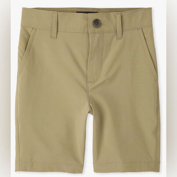 New The Children's Place Boys Uniform Quick Dry Chino Shorts Khaki Tan Size 8 - Picture 1 of 6